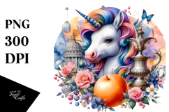 Colorful Baby Unicorn in Court Background Product Image 1