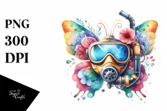Colorful Butterfly Scuba Helmet Clipart Product Image 1