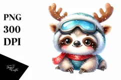 Expressive Sloth in Winter Gear PNG Product Image 3