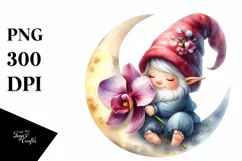 Baby Gnome with Orchid Moon PNG Product Image 1