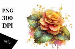 Glass Begonia with Golden Insertions Watercolor Splash Product Image 3