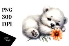 Cute Baby Polar Bear with Big Eyes Digital PNG Product Image 1