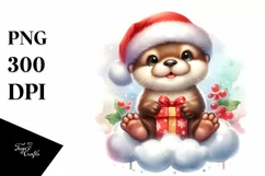 Cute Vibrant Santa Otter, Digital PNG Product Image 3