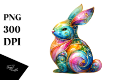 Colorful Bunny with Golden PNG Product Image 1