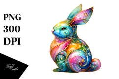 Colorful Bunny with Golden PNG Product Image 1
