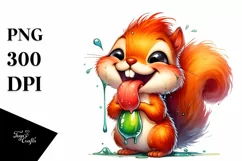 Funny Cute Squirrel Smiling with Tongue Out | Watercolor Product Image 3