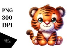 Colorful Brownish Plush Tiger Watercolor | Sublimation | Product Image 3