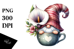 Cute Gnome with Calla Lily, PNG Product Image 1