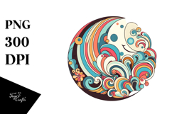 Retro Colorful Half Moon PNG Product Image 1