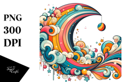 Retro Colorful Half Moon PNG Product Image 1