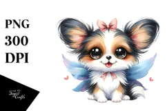 Cute Happy Papillon with Big Eyes PNG Product Image 1