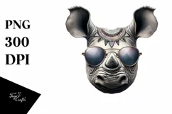 Funny Cute Rhino Portrait Smiling | Watercolor Clipart Product Image 3