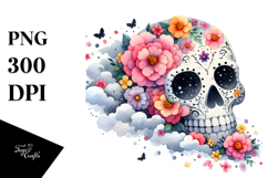 Cute Skull Flowers PNG Product Image 1