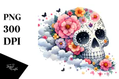 Cute Skull Flowers PNG Product Image 1