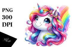 Funny Cute Unicorn in Style PNG Product Image 1