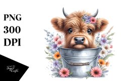 Baby Highland Cow in Garden, Transparent PNG Product Image 3