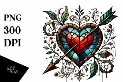 Distressed Stained Heart with Arrow PNG Product Image 1