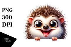 Colorful Funny Peeking Hedgehog Clipart Product Image 3