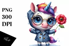 Baby Unicorn with Sunglasses and Raincoat | Sublimation | Product Image 1