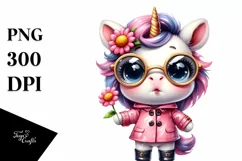 Baby Unicorn with Sunglasses and Raincoat | Sublimation | Product Image 1