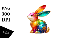 Bunny with Golden Insertions, Watercolor PNG Product Image 1