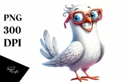 Funny Dove Sunglasses Watercolor Clipart Product Image 3