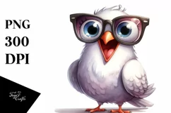 Funny Dove Sunglasses Watercolor Clipart Product Image 3