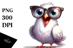 Funny Dove Sunglasses Watercolor Clipart Product Image 1