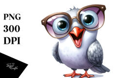 Funny Dove Sunglasses Watercolor Clipart Product Image 1
