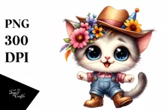 Cat Party Hat Farm Jeans Standing Boots Proud Clipart Product Image 1