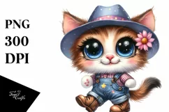 Cat Party Hat Farm Jeans Standing Boots Proud Clipart Product Image 3