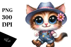 Cat Party Hat Farm Jeans Standing Boots Proud Clipart Product Image 1