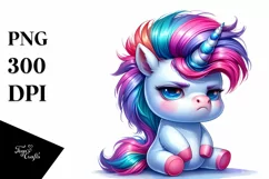 Cute Baby Unicorn Sitting PNG Product Image 3