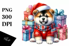 Expressive Akita in Winter PNG Product Image 1