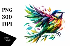 Vibrant Watercolor Bird, High-Res PNG Product Image 1