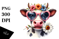 Funny Cow with Goofy Sunglasses PNG Product Image 1