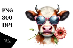 Funny Cow with Flower in the Mouth Product Image 1