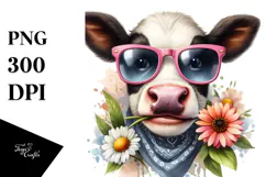 Funny Cow with Goofy Sunglasses PNG Product Image 1