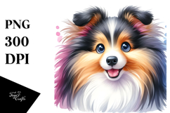 Cute Cartoon Shetland Sheepdog with Big Eyes PNG Product Image 1