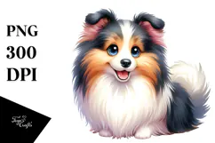 Watercolor Shetland Sheepdog PNG Product Image 1