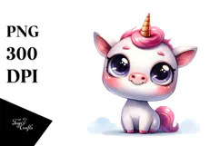 Expressive Unicorn Baby Face PNG Product Image 1