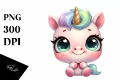 Funny Shy Unicorn Baby PNG Product Image 3