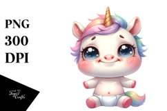 Funny Unicorn Baby with Big Eyes PNG Product Image 1