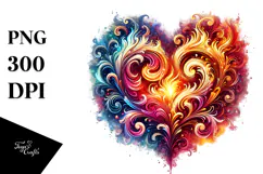 colorful heart made of fire PNG Product Image 1