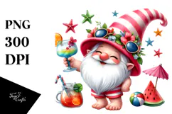 Whimsical Watercolor Gnome Cocktail PNG Product Image 1