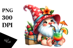 Whimsical Watercolor Gnome Cocktail PNG Product Image 1