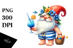 Cute Gnome Drinking a Cocktail PNG Product Image 1