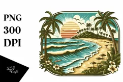 Vintage Beach Island Sunglasses Clipart Product Image 3