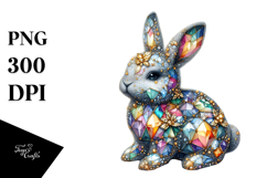 Colorful Diamond Bunny with Golden Insertions, Watercolor Product Image 1