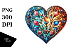 Stained Heart with Metallic Insertions, PNG Product Image 1